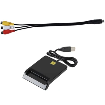 1 шт. 4-контактный кабель адаптера S-Video To 3 RCA Female TV Adapter и 1 комплект для карты банковской карты ID CAC DNIE ATM IC SIM Card Reader