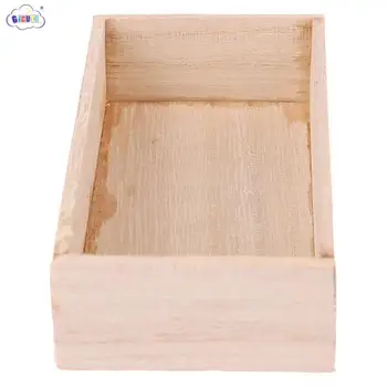 1 шт. Масштаб 1:12 Кукольный домик Миниатюрная деревянная корзина для овощей и фруктов Коробка для хранения без крышки Мебельные аксессуары