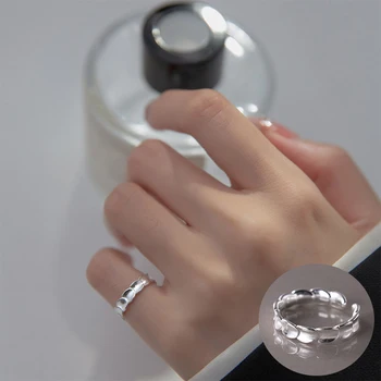 100% стерлинговое серебро 925 пробы геометрическое открытое кольцо для женщин и девочек простое гладкое изображение с рыбьей чешуей ювелирные изделия для вечеринки подарок дропшиппинг