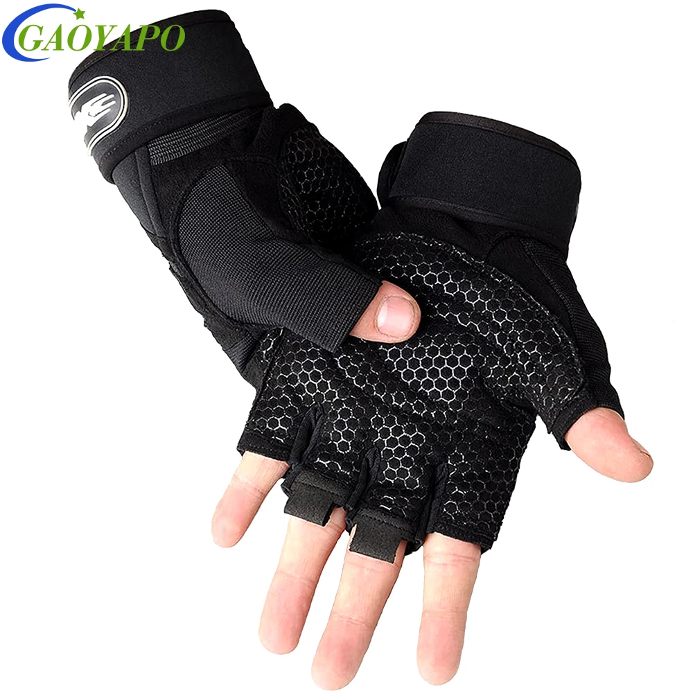 1 пара тренировочных перчаток, противоскользящие перчатки для поднятия тяжестей, перчатки без пальцев для мужчин и женщин, превосходный захват и защита ладоней для фитнеса 0