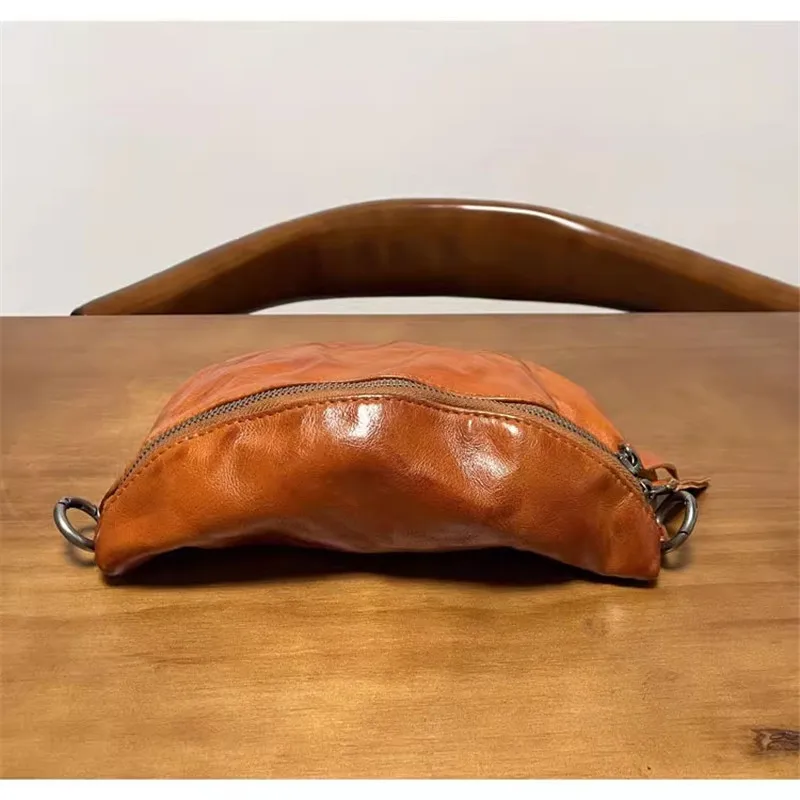 Винтажная повседневная мужская маленькая нагрудная сумка из натуральной кожи на открытом воздухе на выходных повседневная дизайнерская роскошная спортивная сумка через плечо из натуральной воловьей кожи 5