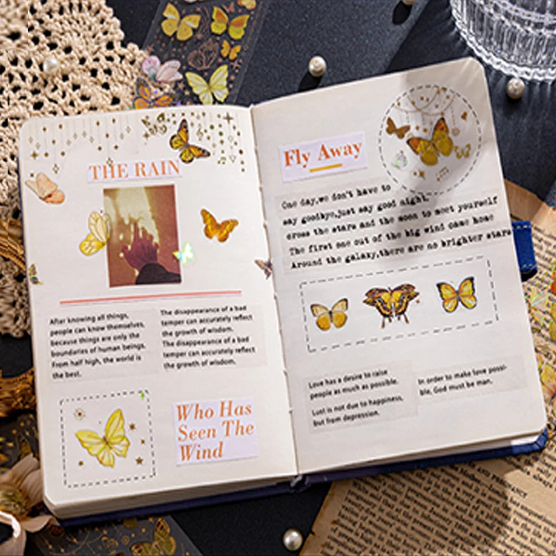  Ручные наклейки для аккаунта, красочные наклейки с бабочкой ПЭТ Декоративные наклейки Мобильные телефоны Ноутбуки Дневники Журналы Альбомы для вырезок 5