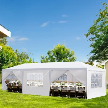 10'x30' Палатка для вечеринок на открытом воздухе с 8 съемными боковыми стенками, водонепроницаемый навес Патио Свадебная беседка, белый