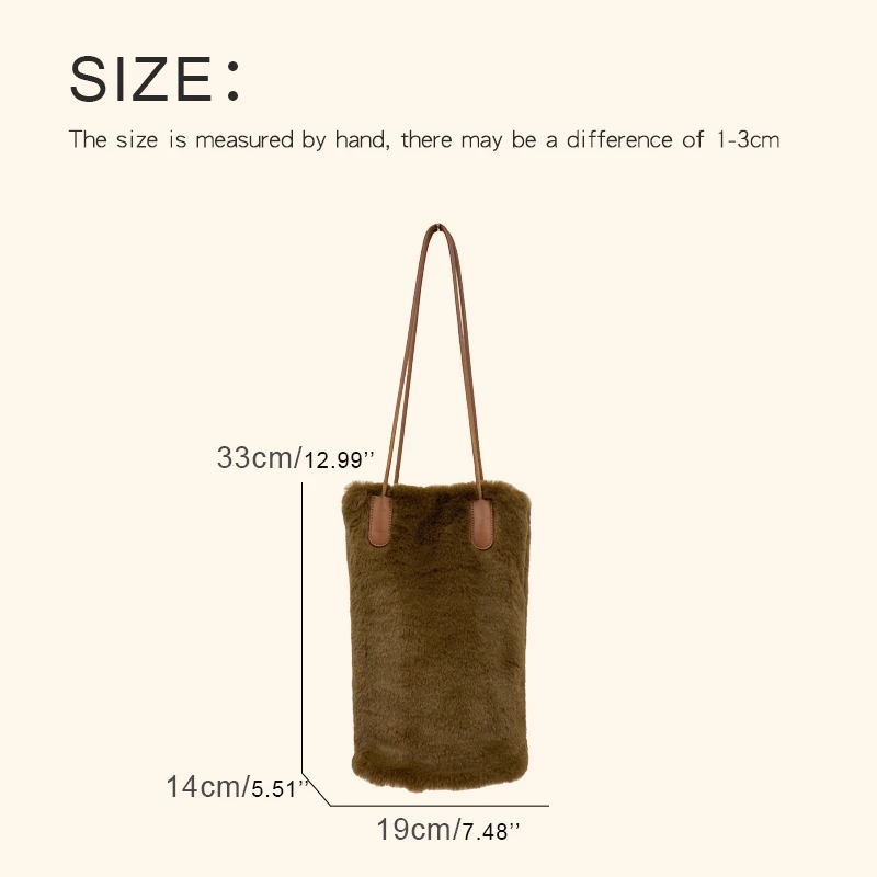 Корейские повседневные плюшевые сумки-ведра для женщин Роскошные дизайнерские сумки Кошельки 2023 Новинка из искусственного меха Длинная трубка подмышечного плеча 1
