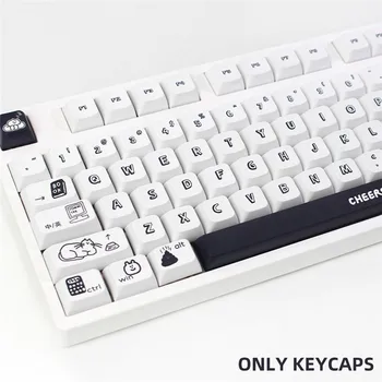 130Keycaps Простой черный мультяшный персонализированный колпачок для ключей XDA Profile PBT Сублимационный колпачок для механической клавиатуры GMK MX Switch