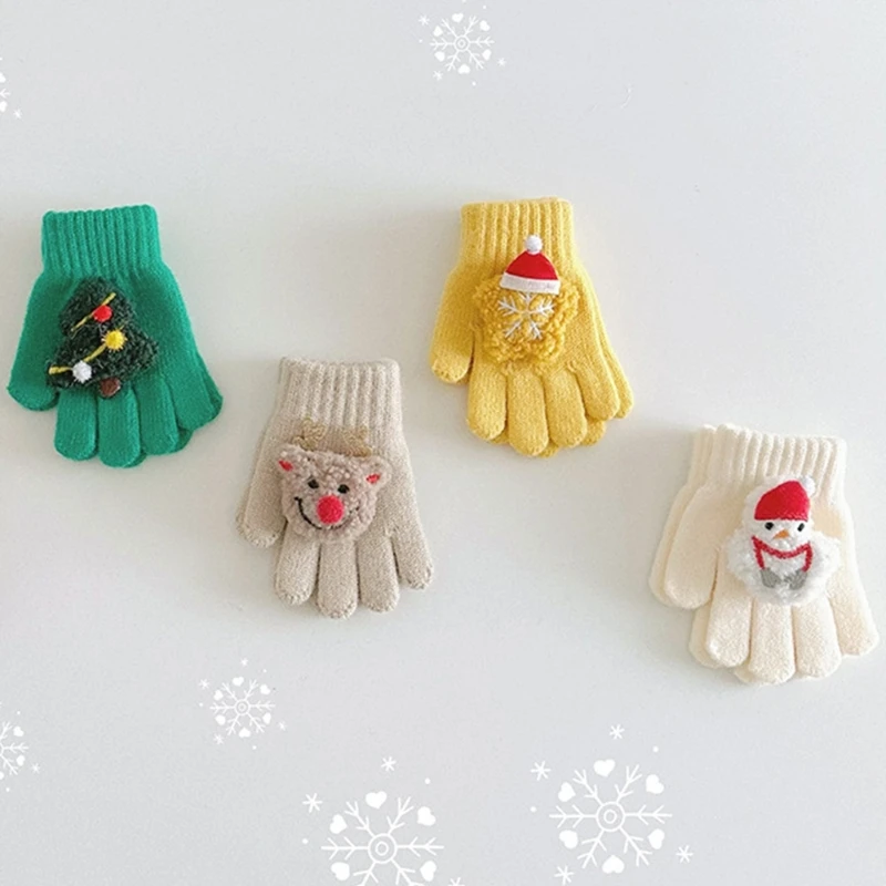 Стильные рождественские перчатки для вязания оленей Удобные и модные перчатки Теплые перчатки для детей для активного отдыха и вечеринок 2