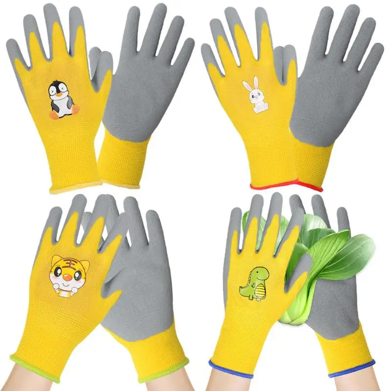 Детские садовые перчатки 4 пары Детские перчатки для работы во дворе Мягкие защитные перчатки для малышей, молодежи, девочек, мальчиков, чтобы работать и сажать в 0