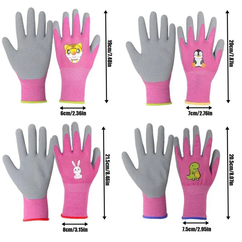 Детские садовые перчатки 4 пары Детские перчатки для работы во дворе Мягкие защитные перчатки для малышей, молодежи, девочек, мальчиков, чтобы работать и сажать в 5