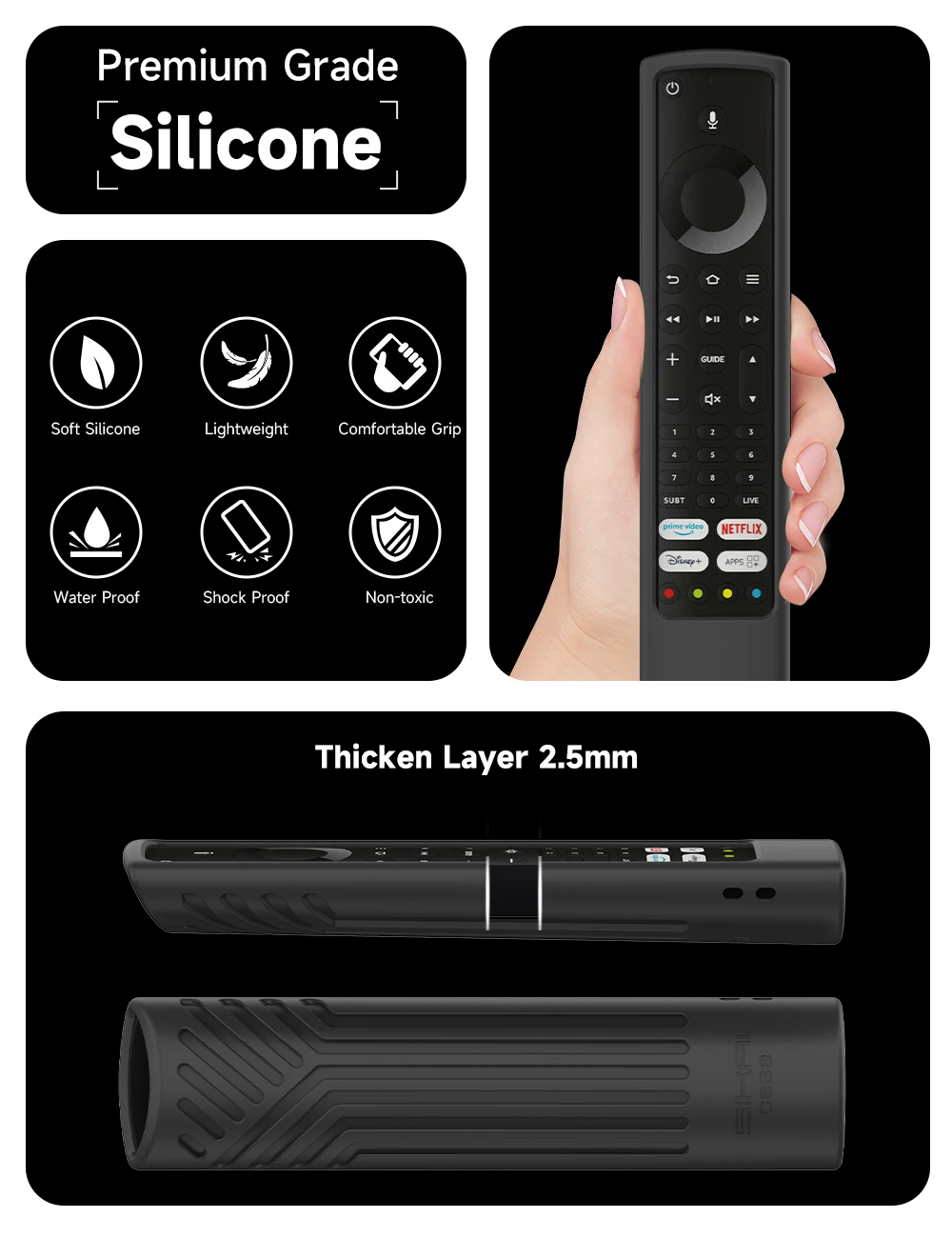 Силиконовый чехол для голосового пульта дистанционного управления Xiaomi Fire Smart TV F2 Защитный чехол для пульта дистанционного управления TOSHIBA CT-8565 / JVC RM-C3253 / TCL YKF494-B204 2