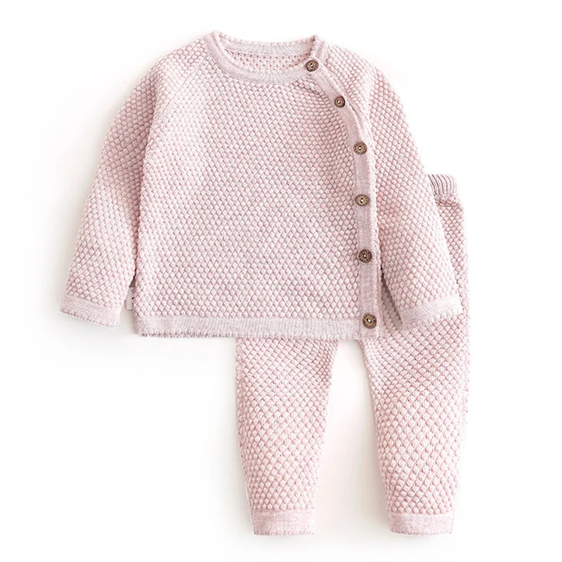 Новый осенне-зимний свитер для девочек вязание набор младенческий детский свитер костюм теплый мальчик одежда 2 шт. новорожденный детская одежда 0-3 лет 2