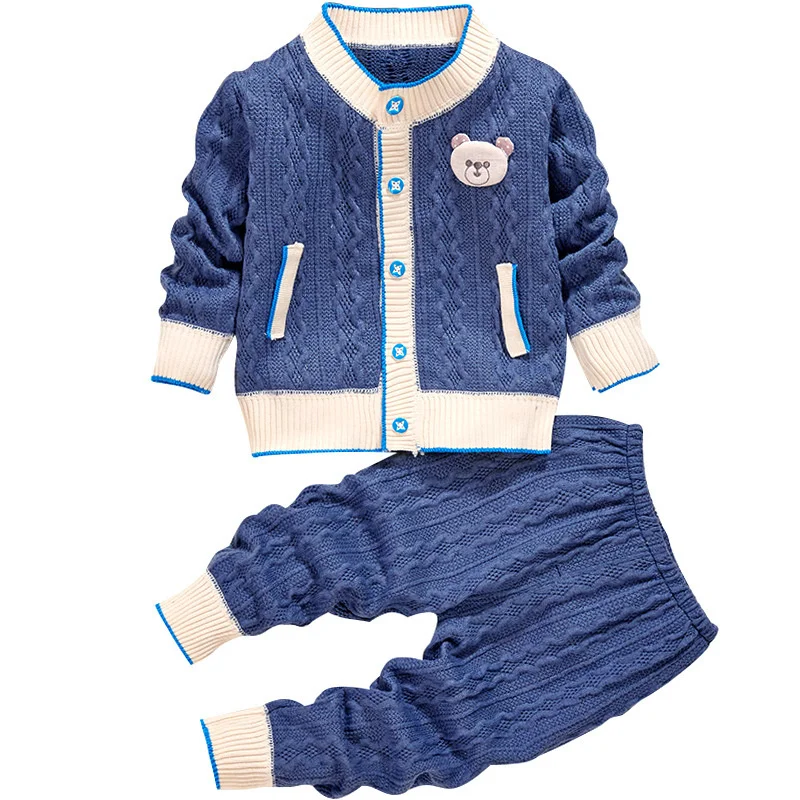 Новый осенне-зимний свитер для девочек вязание набор младенческий детский свитер костюм теплый мальчик одежда 2 шт. новорожденный детская одежда 0-3 лет 4