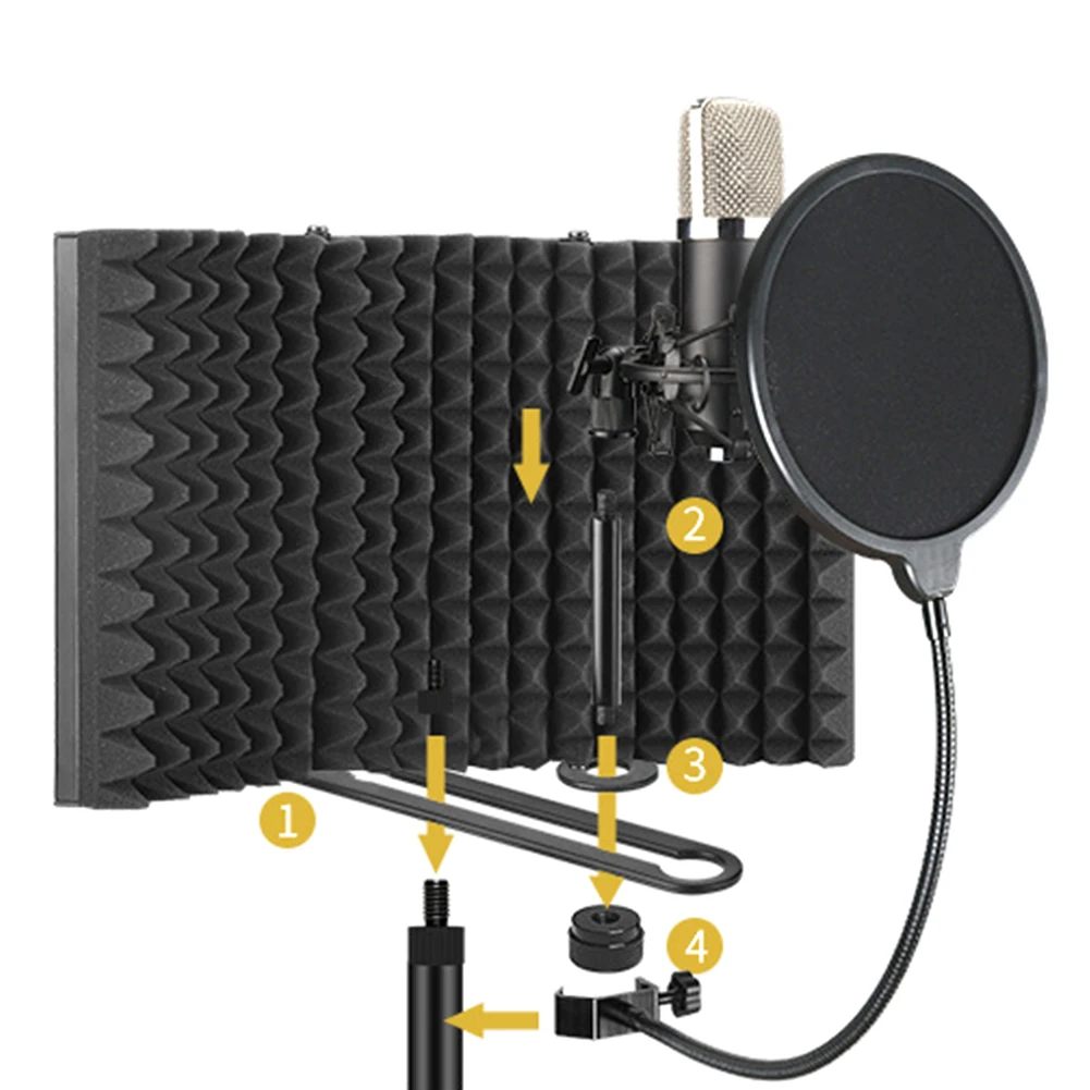  Профессиональная студийная запись Акустический микрофон Звукопоглотитель Складной фильтр Аксессуары для ветрового стекла Изоляционный щит 3