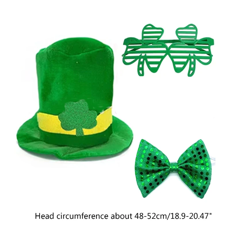 Зеленый Лепрекон Шляпа Патрик Дэй Ирландская Шляпа Лепрекона Ирландский галстук-бабочка 5