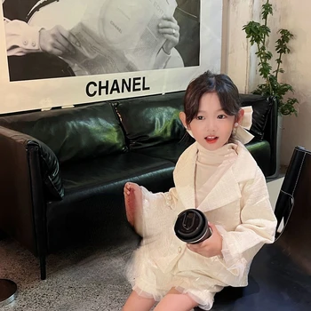 2023 Детская одежда Новый корейский стиль Детский костюм Средний и старший Детские пальто Комплект из двух частей