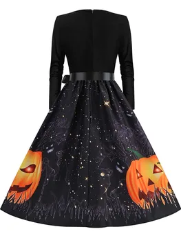 2023 Новое платье Harajuku Retro на Хэллоуин Повседневные женщины с длинным рукавом 50S 60S Винтажные костюмы для вечеринок Holloween Одежда Косплей Платье