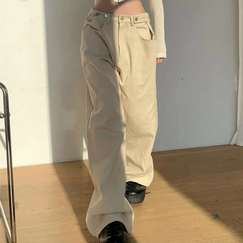 Goth Harajuku Свободные повседневные джинсовые брюки-карго с низкой талией 2022 Y2k женщина Шикарная мода Свободная уличная одежда Прямые брюки Хиппи Деним 2