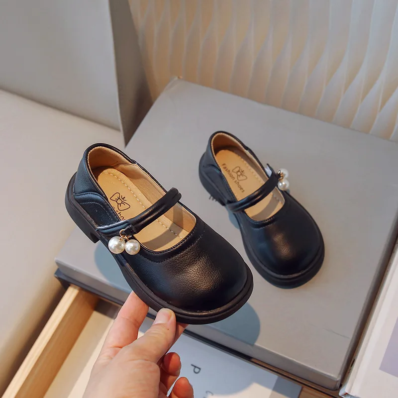 Осенние кроссовки Кожаная обувь Обувь для девочек Модная обувь принцессы Обувь в британском стиле для детей Детская обувь с мягкой подошвой 3