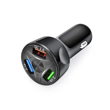 3-портовый адаптер для быстрой зарядки USB Автомобильное зарядное устройство Адаптер Светодиодный дисплей QC 3.0 Авто Аксессуары