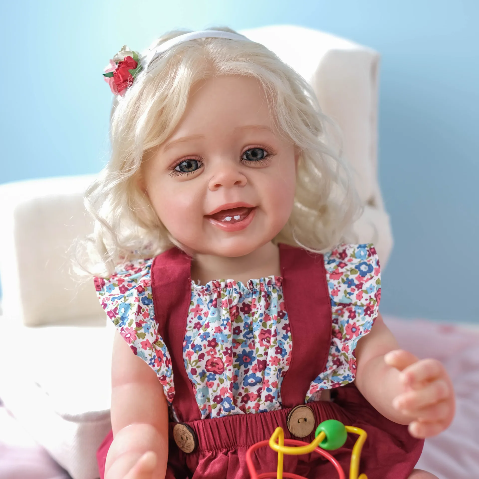 Reborn Baby Силикон Для всего тела Реалистичный Real Touch Возрожденная девочка Милая Янник с маленькими волнистыми волосами Малыш Кукла принцессы 2