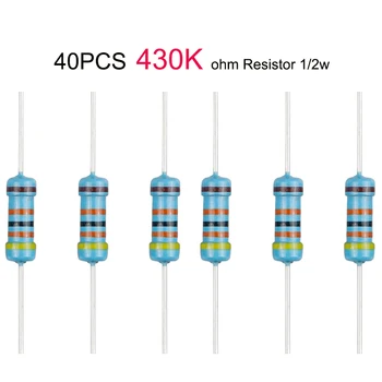 40 шт. Резистор 430 кОм 1/2 Вт (0,5 Вт) ±1% допуск металлической пленки фиксированный резистор, несколько значений сопротивления опционально
