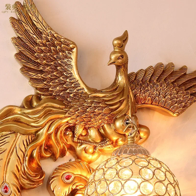 Phoenix Peacock Bird Lamp Искусство Настенные светильники для домашнего декора Гостиная Спальня Настенные бра Современные светодиодные осветительные приборы Светильник 2