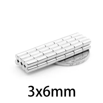 50-500 шт. 3x6 мм NdFeB Оловянный магнитный цилиндр диаметром 3 мм x 6 мм прецизионный неодимовый датчик магнит N35 3 * 6 мм Магниты с высоким качеством
