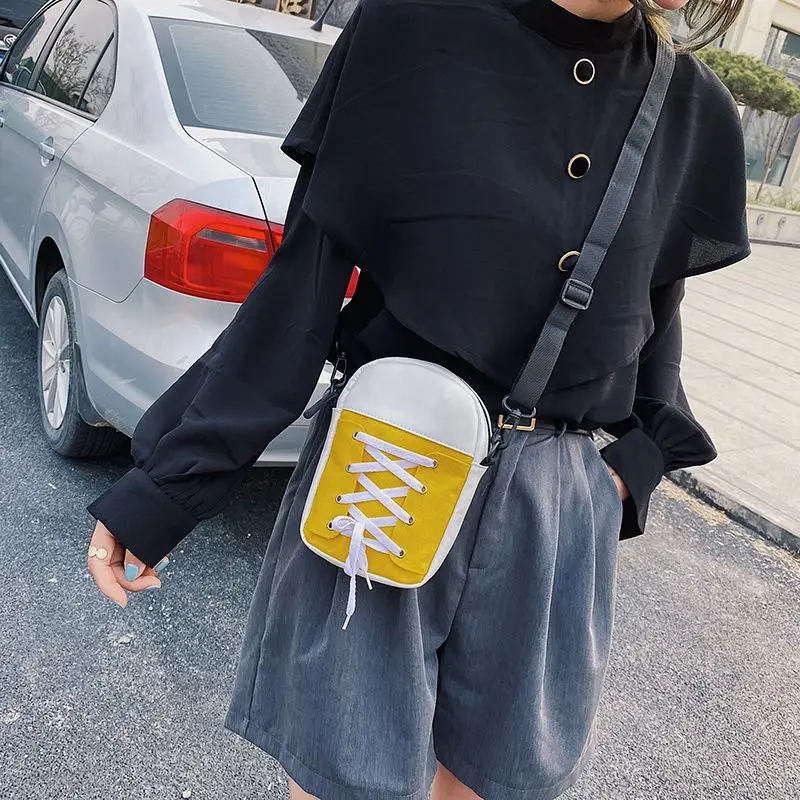 Женская сумка через плечо 2023Новая корейская кожаная холстовая универсальная симпатичная повседневная сумка через плечо Ins Популярная студенческая персонализированная квадратная сумка 3