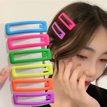 6 шт./компл. Y2K INS Новый 7CM BB Clip Color Drip Hairpin Candy Color Alloy Аксессуары для волос для женщин