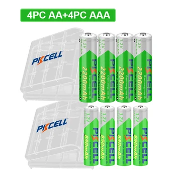  (8 шт.) 4 шт. 2200 мАч батарея AA + 4 шт. 850 мАч 1,2 В NI-MH AAA Аккумуляторные батареи и 2 батареи AA / AAA Коробка для пульта дистанционного управления часами