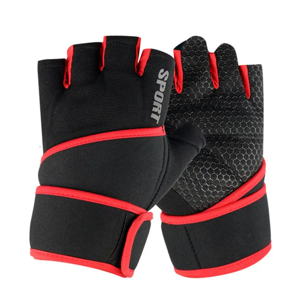  Перчатки для тяжелой атлетики Регулируемые перчатки на половину пальца Защита ладони Силовые тренировки Мужские перчатки для фитнеса в тренажерном зале с обмоткой на запястье 0