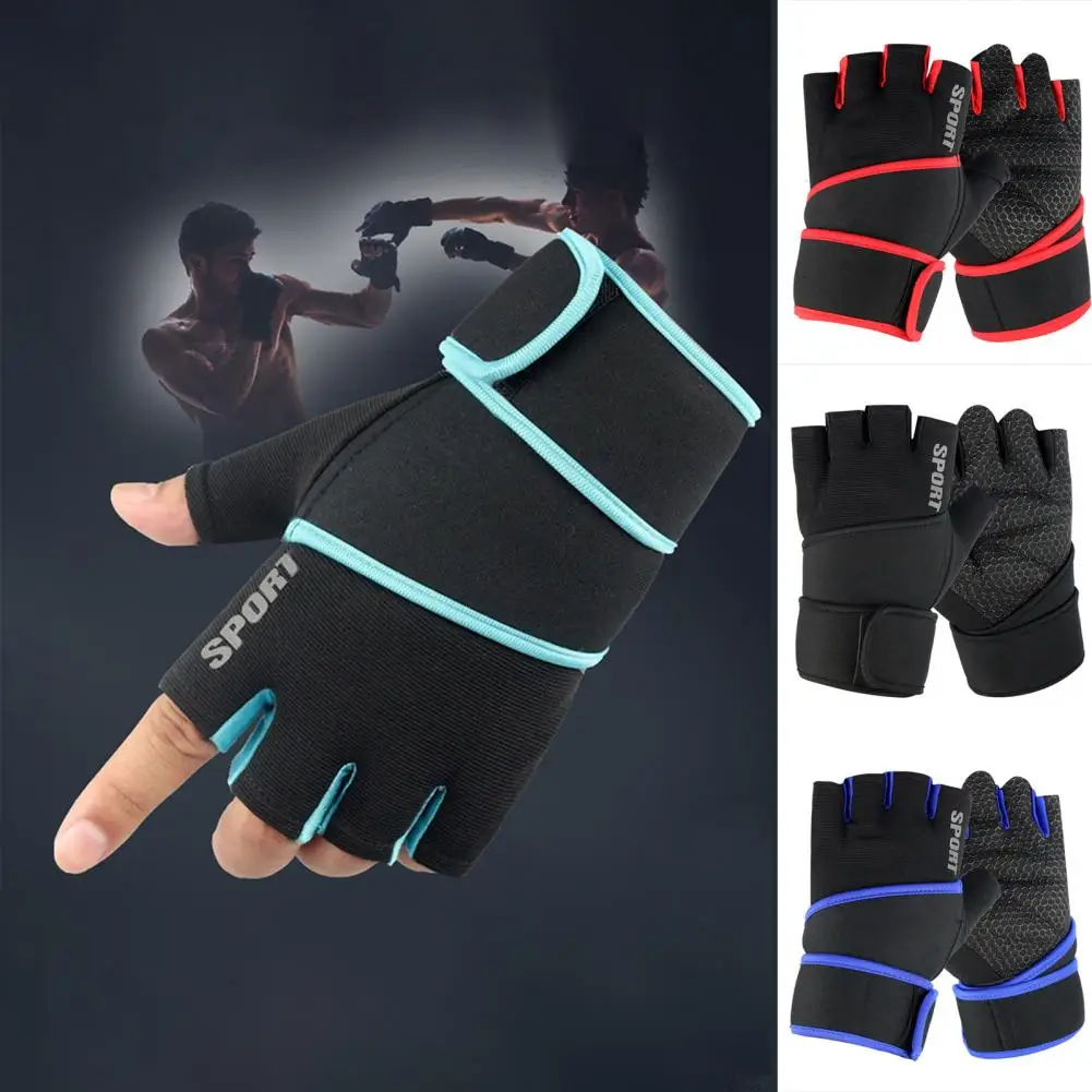  Перчатки для тяжелой атлетики Регулируемые перчатки на половину пальца Защита ладони Силовые тренировки Мужские перчатки для фитнеса в тренажерном зале с обмоткой на запястье 3