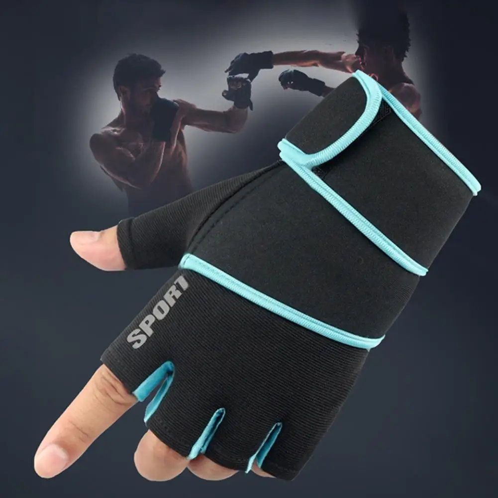  Перчатки для тяжелой атлетики Регулируемые перчатки на половину пальца Защита ладони Силовые тренировки Мужские перчатки для фитнеса в тренажерном зале с обмоткой на запястье 4