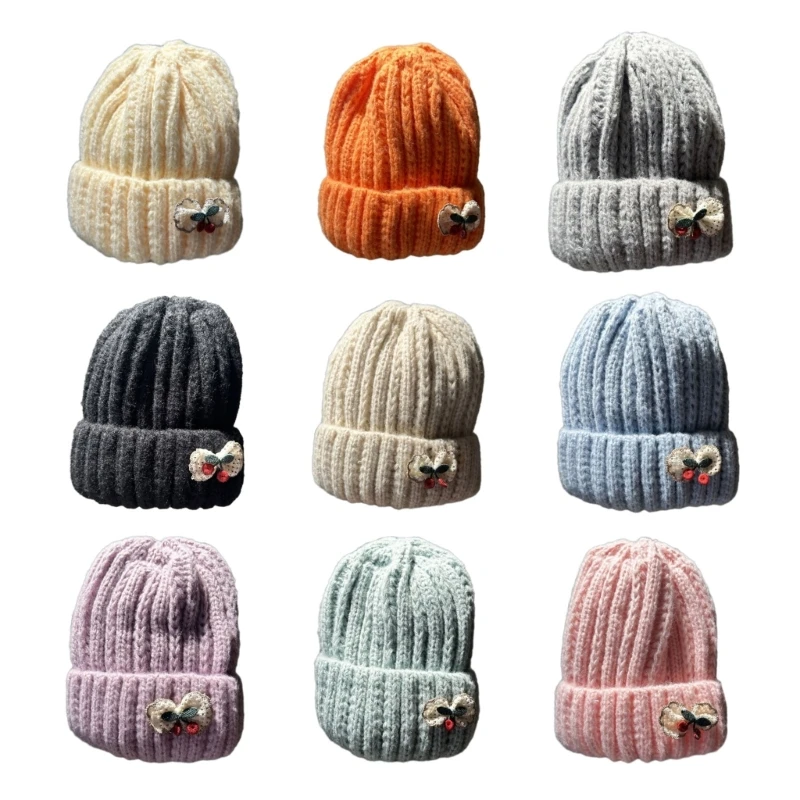  Узорчатая вязаная шапка для детей 1-6 лет Колпак пуловера для холодной погоды Защита ушей Чепчик Мягкий однотонный шапка-бини 0