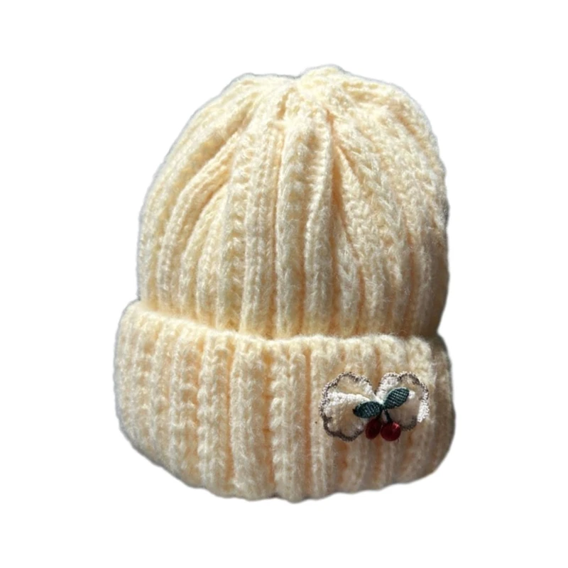  Узорчатая вязаная шапка для детей 1-6 лет Колпак пуловера для холодной погоды Защита ушей Чепчик Мягкий однотонный шапка-бини 2