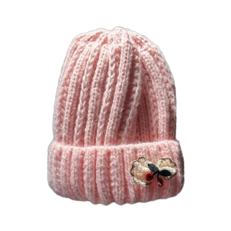  Узорчатая вязаная шапка для детей 1-6 лет Колпак пуловера для холодной погоды Защита ушей Чепчик Мягкий однотонный шапка-бини 4
