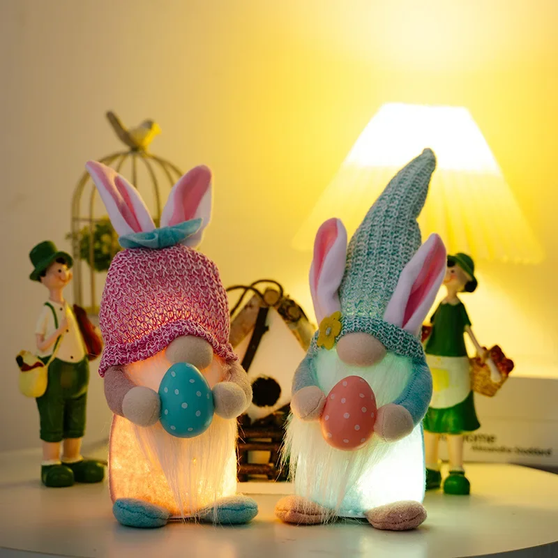 Новый набор из 2 предметов 2024 года Весна Haobei Новые пасхальные огни и безликие куклы Кроличьи уши с цветными яйцами Украшения для карликовых кукол 0