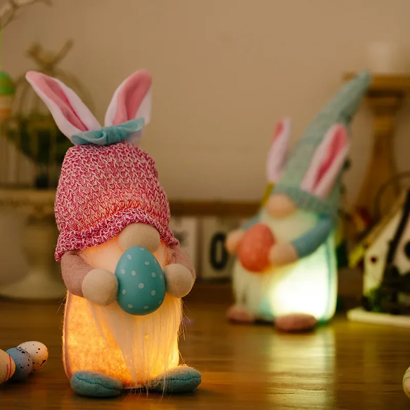 Новый набор из 2 предметов 2024 года Весна Haobei Новые пасхальные огни и безликие куклы Кроличьи уши с цветными яйцами Украшения для карликовых кукол 2