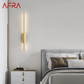 AFRA Латунная лента Настенный светильник Современный классический светодиодный 3 цвета Просто креативный светильник бра для внутренней кровати Декор гостиной