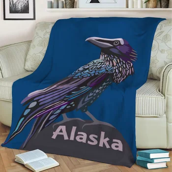Alaska Raven Красочная птица Фланелевое одеяло 3D-печатное одеяло Keep Warm Диван Детское одеяло Домашний декор Текстиль Мечта Семейный подарок