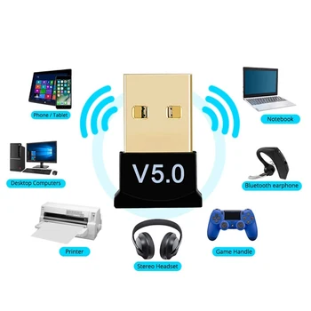 Bluetooth 5.0 Приемник USB Беспроводной Bluetooth адаптер Донгл Передатчик для ПК Компьютер Ноутбук Наушники Геймпад Принтер Устройства