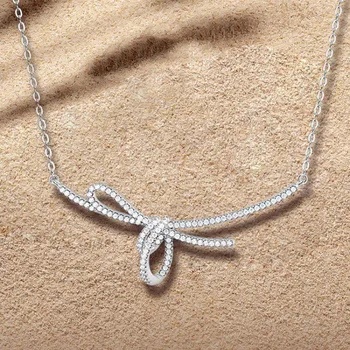 Bowknot Lab Бриллиант Чокер Ожерелье 925 Стерлингового Серебра Свадебные Подвески Ожерелье Для Женщин Свадебное Обещание Вечеринка Ювелирные Изделия Подарок