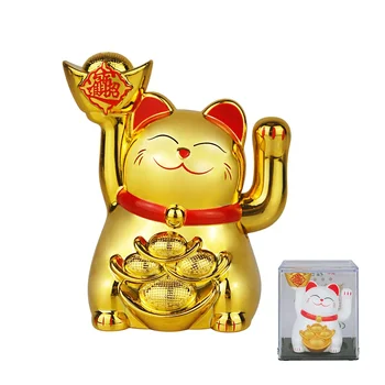  Cat Decor Манящий Китайский Ручной Привод Фортуны Размахивающие Статуэтки Neko For Lucky Solar Home Maneki Welcome