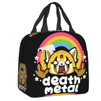 Custom Death Metal Aggretsuko Aggressive Retsuko Lunch Bag Мужчины Женщины Кулер Термоизолированные ланч-боксы для детей Школа