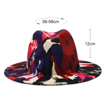 Fedora Шляпа Джазовые шляпы Ковбойская шляпа для женщин и мужчин Двусторонняя цветная кепка Красный с черной шерстяной шляпой-котелок оптом 2020