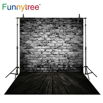 Funnytree темный кирпич стена фотография фон деревянный пол старый винтажный фон фотозвонок реквизит портрет съемка декор