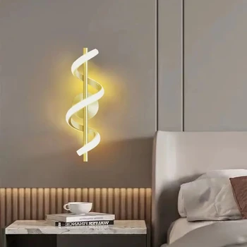 LED Настенный светильник Nordic Спальня Прикроватная минималистичная бра Черное белое золото Декоративное освещение Гостиная Коридор Внутренние светильники