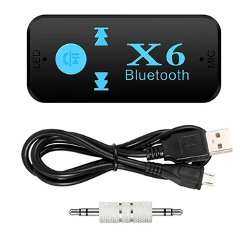  Mini Bluetooth Совместимый адаптер 5.0 X6 USB Беспроводной приемник Музыка Аудио для ПК TV Авто Hands-free 3,5 мм AUX Adaptador для автомобиля