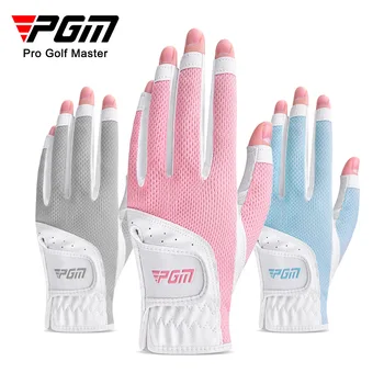 PGM Перчатки для гольфа Женские перчатки с открытым пальцем Дышащая сетка солнцезащитный крем Чехлы для пальцев для левой и правой руки