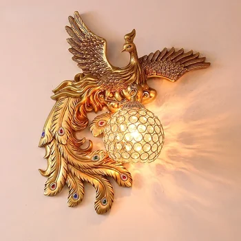 Phoenix Peacock Bird Lamp Искусство Настенные светильники для домашнего декора Гостиная Спальня Настенные бра Современные светодиодные осветительные приборы Светильник