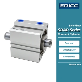SDAD серия Двойной стержень Компактный цилиндр с диаметром цилиндра 63 мм ход 5 ~ 100 мм SDAD63X60 SDAD63X75-B SDAD63X80-S-B